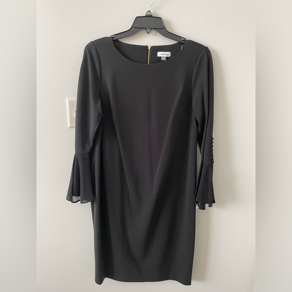 Calvin Klein Dresses & Skirts - Calvin Klein black cocktail dress with bell sleeves sz 16- NWT